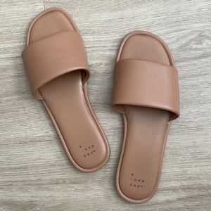 Women’s Lulu Tan Slide Sandals - A New Day